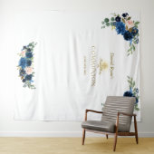 Blush Blue Flora Holy Communy Foto Stand Prop Wandteppich (Beispiel (Horizontal))