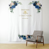 Blush Blue Flora Holy Communy Foto Stand Prop Wandteppich (Beispiel)