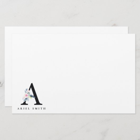 BLUSH BLUE FLORAL ALPHABETS NAME LETTER A BRIEFPAPIER (Vorne/Hinten)