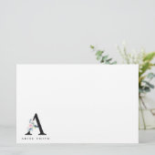 BLUSH BLUE FLORAL ALPHABETS NAME LETTER A BRIEFPAPIER (Stehend Vorderseite)