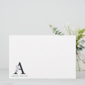 BLUSH BLUE FLORAL ALPHABETS NAME LETTER A BRIEFPAPIER (Stehend Vorderseite)