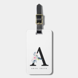 BLUSH BLUE FLORAL ALPHABETS NAME LETTER A GEPÄCKANHÄNGER