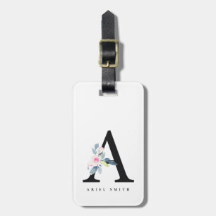 BLUSH BLUE FLORAL ALPHABETS NAME LETTER A GEPÄCKANHÄNGER