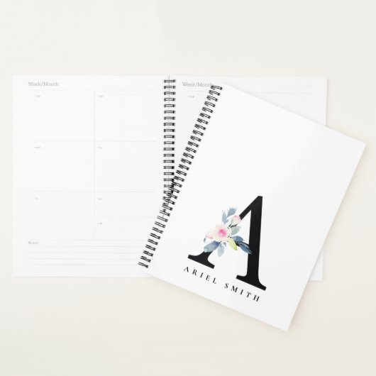 BLUSH BLUE FLORAL ALPHABETS NAME LETTER A PLANER (Anzeige)