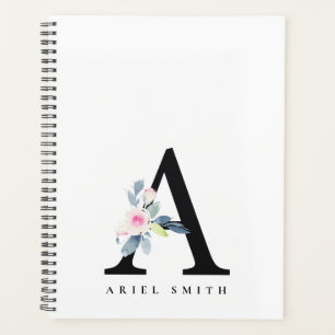 BLUSH BLUE FLORAL ALPHABETS NAME LETTER A PLANER