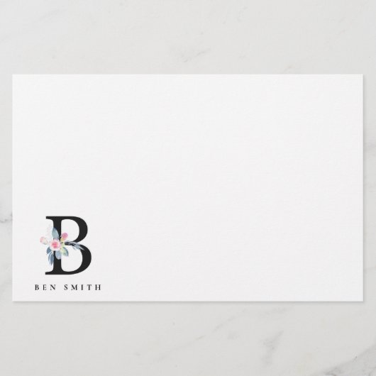 BLUSH BLUE FLORAL ALPHABETS NAME LETTER B BRIEFPAPIER (Vorderseite)