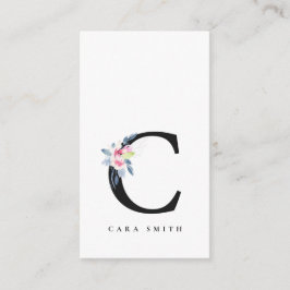 BLUSH BLUE FLORAL ALPHABETS NAME LETTER C VISITENKARTE