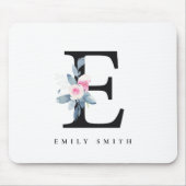 BLUSH BLUE FLORAL ALPHABETS NAME LETTER E MOUSEPAD (Vorne)