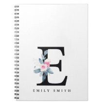 BLUSH BLUE FLORAL ALPHABETS NAME LETTER E