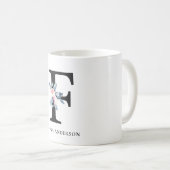BLUSH BLUE FLORAL ALPHABETS NAME LETTER F KAFFEETASSE (VorderseiteRechts)