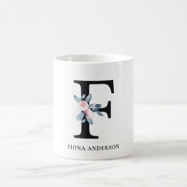 BLUSH BLUE FLORAL ALPHABETS NAME LETTER F KAFFEETASSE