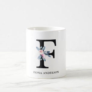 BLUSH BLUE FLORAL ALPHABETS NAME LETTER F KAFFEETASSE