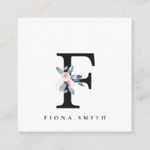 BLUSH BLUE FLORAL ALPHABETS NAME LETTER F