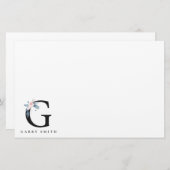 BLUSH BLUE FLORAL ALPHABETS NAME LETTER G BRIEFPAPIER (Vorne/Hinten)