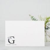 BLUSH BLUE FLORAL ALPHABETS NAME LETTER G BRIEFPAPIER (Stehend Vorderseite)