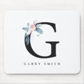 BLUSH BLUE FLORAL ALPHABETS NAME LETTER G MOUSEPAD (Vorne)