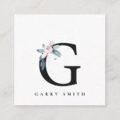 BLUSH BLUE FLORAL ALPHABETS NAME LETTER G QUADRATISCHE VISITENKARTE (Vorderseite)