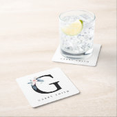 BLUSH BLUE FLORAL ALPHABETS NAME LETTER G RECHTECKIGER PAPPUNTERSETZER (Vor Ort)