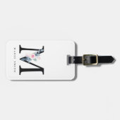 BLUSH BLUE FLORAL ALPHABETS NAME LETTER GEPÄCKANHÄNGER (Vorderseite horizontal)