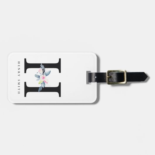 BLUSH BLUE FLORAL ALPHABETS NAME LETTER H GEPÄCKANHÄNGER (Vorderseite horizontal)