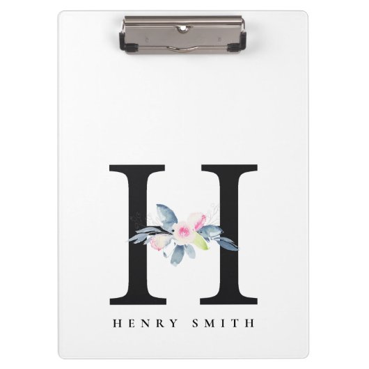 BLUSH BLUE FLORAL ALPHABETS NAME LETTER H KLEMMBRETT (Vorderseite)