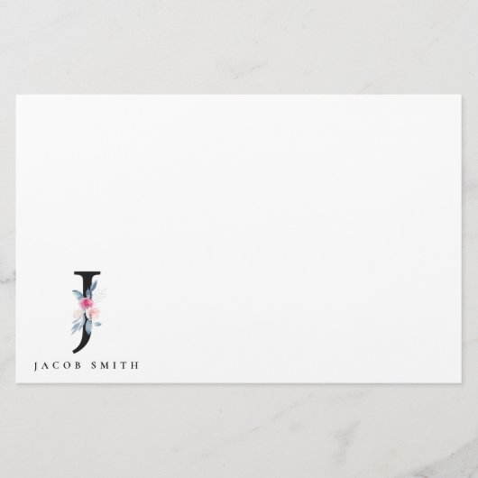 BLUSH BLUE FLORAL ALPHABETS NAME LETTER J BRIEFPAPIER (Vorderseite)