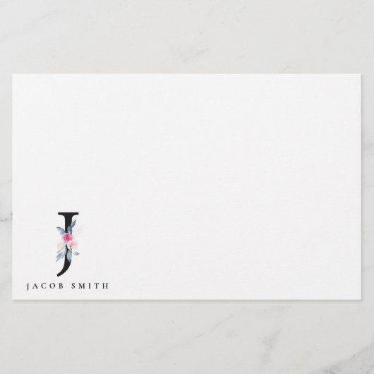 BLUSH BLUE FLORAL ALPHABETS NAME LETTER J BRIEFPAPIER (Vorderseite)
