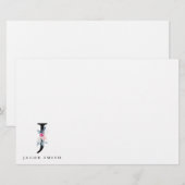 BLUSH BLUE FLORAL ALPHABETS NAME LETTER J BRIEFPAPIER (Vorne/Hinten)