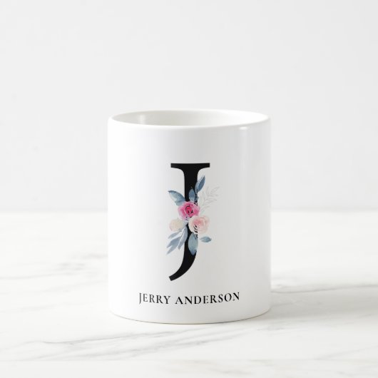 BLUSH BLUE FLORAL ALPHABETS NAME LETTER J KAFFEETASSE (Mittel)