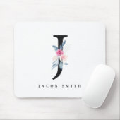 BLUSH BLUE FLORAL ALPHABETS NAME LETTER J MOUSEPAD (Mit Mouse)