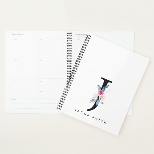 BLUSH BLUE FLORAL ALPHABETS NAME LETTER J PLANER (Anzeige)