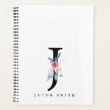 BLUSH BLUE FLORAL ALPHABETS NAME LETTER J