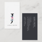 BLUSH BLUE FLORAL ALPHABETS NAME LETTER J VISITENKARTE (Vorne/Hinten)