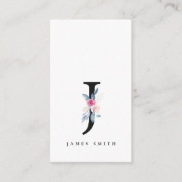 BLUSH BLUE FLORAL ALPHABETS NAME LETTER J VISITENKARTE