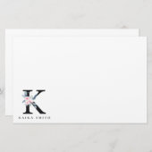 BLUSH BLUE FLORAL ALPHABETS NAME LETTER K BRIEFPAPIER (Vorne/Hinten)