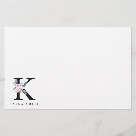 BLUSH BLUE FLORAL ALPHABETS NAME LETTER K BRIEFPAPIER (Vorderseite)