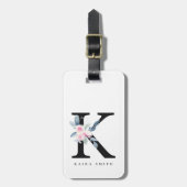 BLUSH BLUE FLORAL ALPHABETS NAME LETTER K GEPÄCKANHÄNGER (Vorderseite vertikal)
