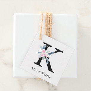 BLUSH BLUE FLORAL ALPHABETS NAME LETTER K GESCHENKANHÄNGER