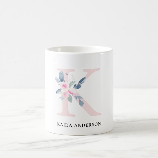 BLUSH BLUE FLORAL ALPHABETS NAME LETTER K KAFFEETASSE (Mittel)