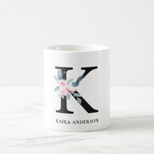 BLUSH BLUE FLORAL ALPHABETS NAME LETTER K KAFFEETASSE