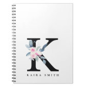 BLUSH BLUE FLORAL ALPHABETS NAME LETTER K NOTIZBLOCK (Vorderseite)
