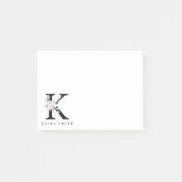 BLUSH BLUE FLORAL ALPHABETS NAME LETTER K POST-IT KLEBEZETTEL