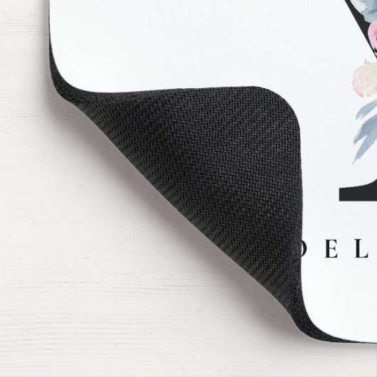 BLUSH BLUE FLORAL ALPHABETS NAME LETTER MOUSEPAD (Ecke)