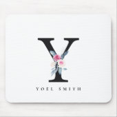 BLUSH BLUE FLORAL ALPHABETS NAME LETTER MOUSEPAD (Vorne)