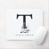 BLUSH BLUE FLORAL ALPHABETS NAME LETTER MOUSEPAD (Mit Mouse)