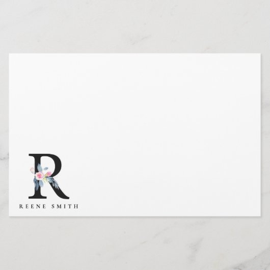 BLUSH BLUE FLORAL ALPHABETS NAME LETTER R BRIEFPAPIER (Vorderseite)