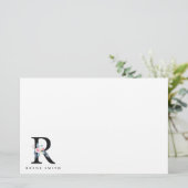 BLUSH BLUE FLORAL ALPHABETS NAME LETTER R BRIEFPAPIER (Stehend Vorderseite)