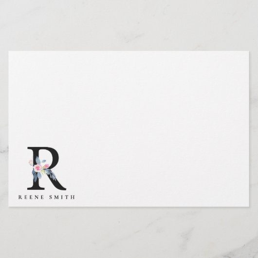 BLUSH BLUE FLORAL ALPHABETS NAME LETTER R BRIEFPAPIER (Vorderseite)