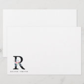 BLUSH BLUE FLORAL ALPHABETS NAME LETTER R BRIEFPAPIER (Vorne/Hinten)