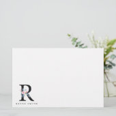 BLUSH BLUE FLORAL ALPHABETS NAME LETTER R BRIEFPAPIER (Stehend Vorderseite)